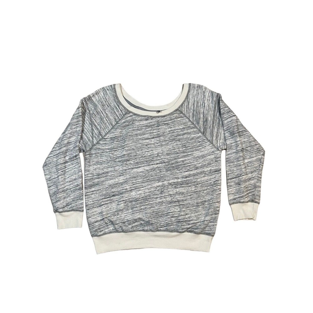 Z By Zella Sweatshirt Women's Size M Gray/White Cotton‎ Long Sleeve Round Neck - Picture 4 of 10
